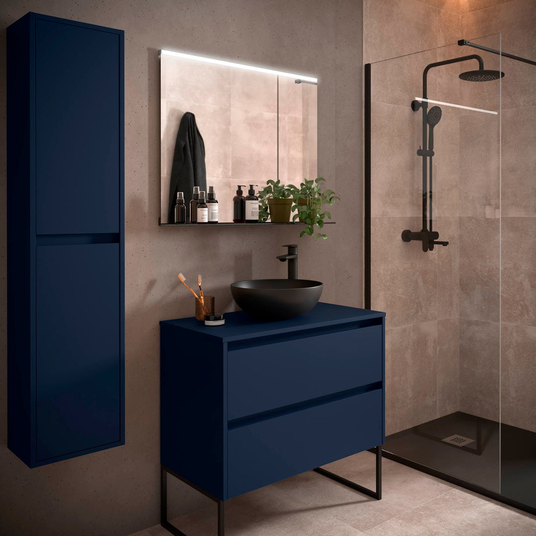 Salgar sg882fca2956e3c430773d SALGAR IMAGES AND SHEETS/01 Product Images/Bathroom Furniture/105474 Noja Wall Hung Vanity Unit with 2 Drawers & Worktop - Blue Satin/01.jpg