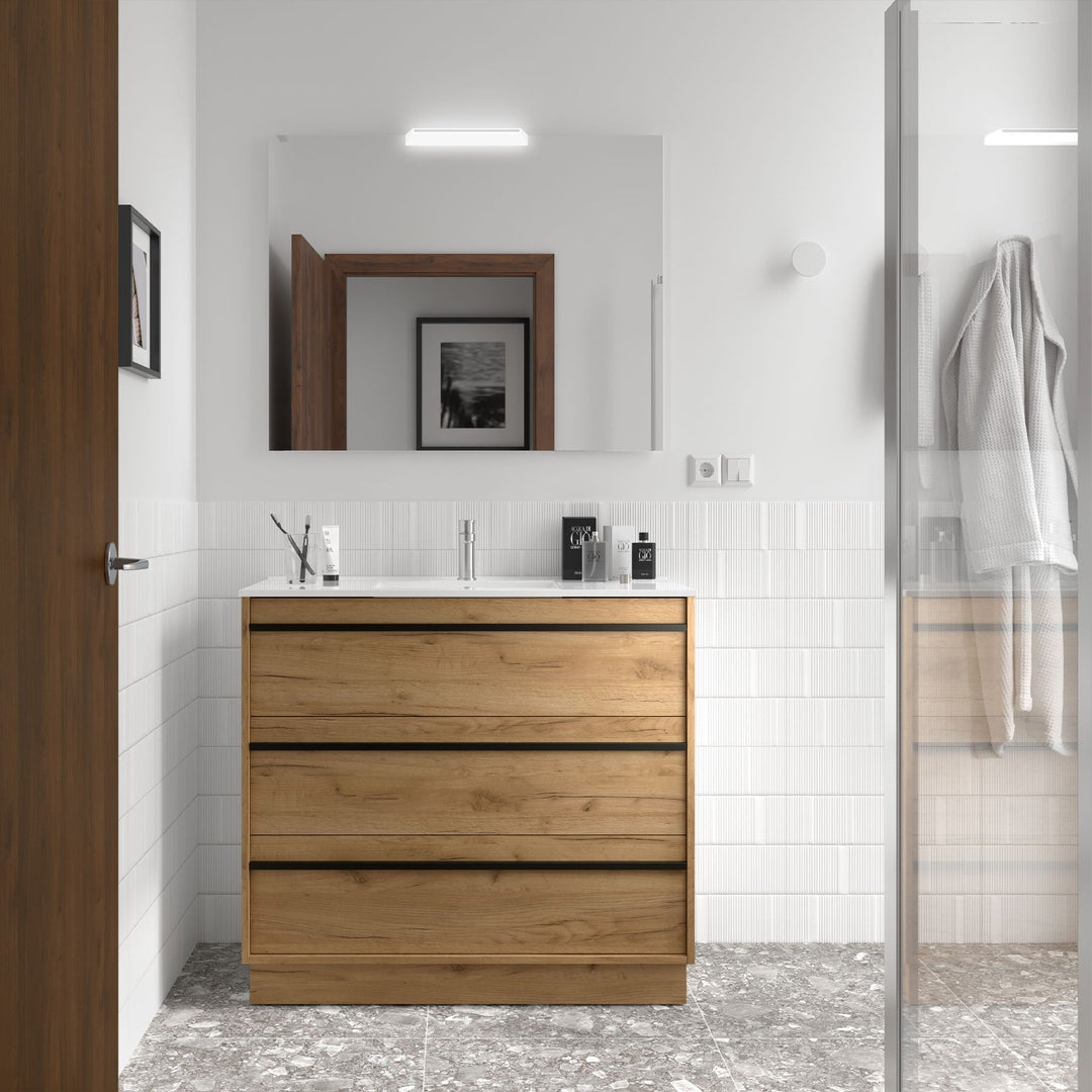 Salgar sg88bebfee34530cb22964 SALGAR IMAGES AND SHEETS/01 Product Images/Bathroom Furniture/113041 Attila Wall Hung Vanity Unit with 3 Drawers, Basin & Mirror - Africa Oak/01.jpg