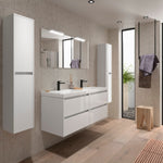Load image into Gallery viewer, Salgar sg89387c7d7d937f35c4ec SALGAR IMAGES AND SHEETS/01 Product Images/Bathroom Furniture/113307 Noja Wall Hung Vanity Unit with 4 Drawers, Basin &amp; Mirror - White Gloss/01.jpg

