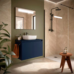Load image into Gallery viewer, Salgar sg89d34d9b2e370974b6ee SALGAR IMAGES AND SHEETS/01 Product Images/Bathroom Furniture/105555 Noja Wall Hung Vanity Unit with 2 Doors &amp; Worktop - Blue Satin/01.jpg
