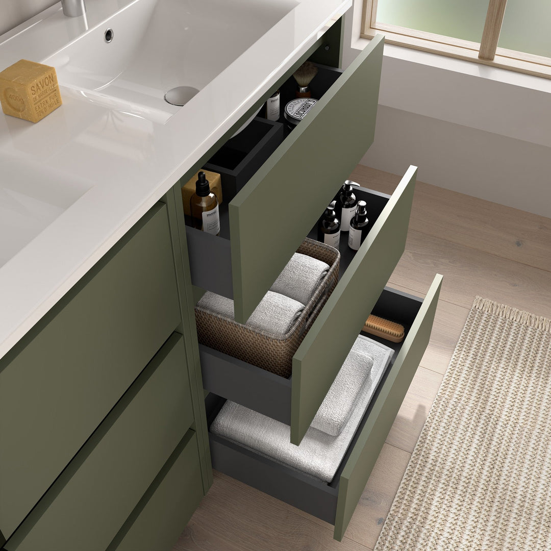 Salgar sg8a15c7e4a0edbf034c31 SALGAR IMAGES AND SHEETS/01 Product Images/Bathroom Furniture/113347 Noja Floor Standing Vanity Unit with 6 Drawers, Basin & Mirror - Green Satin/02.jpg