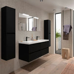 Load image into Gallery viewer, Salgar sg8a5c84fd301321036de1 SALGAR IMAGES AND SHEETS/01 Product Images/Bathroom Furniture/106180 Noja Wall Hung Vanity Unit with 4 Drawers &amp; Basin - Black Satin/01.jpg
