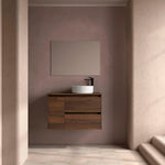 Load image into Gallery viewer, Salgar sg8c7b5d43af0b70c3e691 SALGAR IMAGES AND SHEETS/01 Product Images/Bathroom Furniture/118269 Noja Wall Hung Vanity Unit with 2 Drawers + 1 Door &amp; Worktop - Walnut Maya/01.jpg
