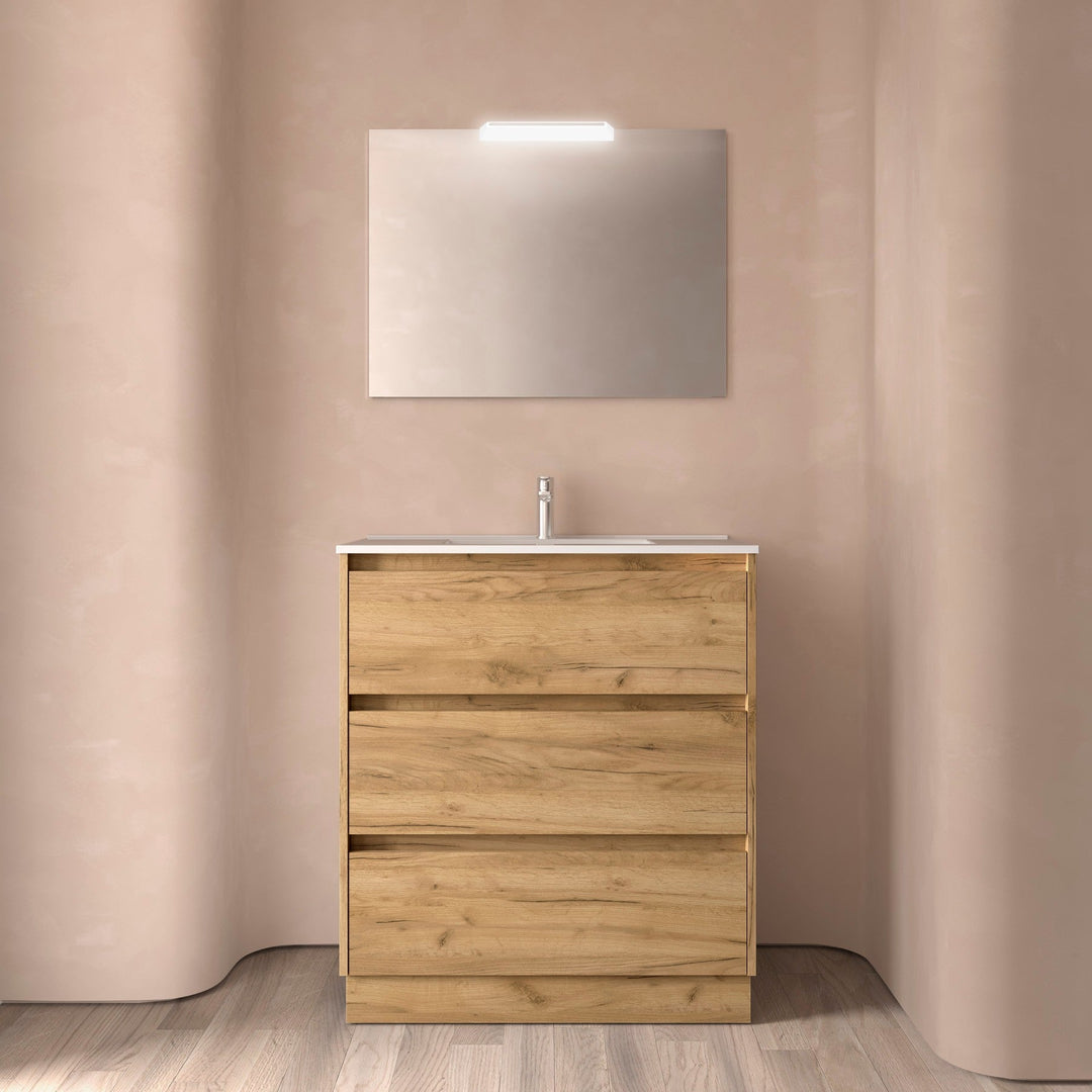Salgar sg8c845de4fffc3418dc8e SALGAR IMAGES AND SHEETS/01 Product Images/Bathroom Furniture/106221 Noja Floor Standing Vanity Unit with 3 Drawers & Basin - Africa Oak/01.jpg