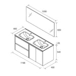 Load image into Gallery viewer, Salgar sg93e23c8641647e882912 SALGAR IMAGES AND SHEETS/01 Product Images/Bathroom Furniture/118575 Noja Wall Hung Vanity Unit with 2 Drawers +2 Doors, Basin &amp; Mirror - Grey Satin/02.jpg
