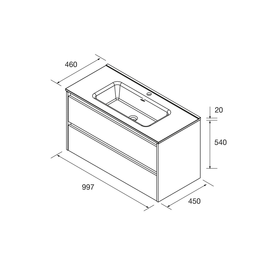 Salgar sg9602ed733a86b9d5b179 SALGAR IMAGES AND SHEETS/01 Product Images/Bathroom Furniture/106088 Noja Wall Hung Vanity Unit with 2 Drawers & Basin - White Gloss/03.jpg