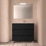 Load image into Gallery viewer, Salgar sg97538d569d7e8862446f SALGAR IMAGES AND SHEETS/01 Product Images/Bathroom Furniture/113336 Noja Wall Hung Vanity Unit with 3 Drawers, Basin &amp; Mirror - Black Satin/01.jpg
