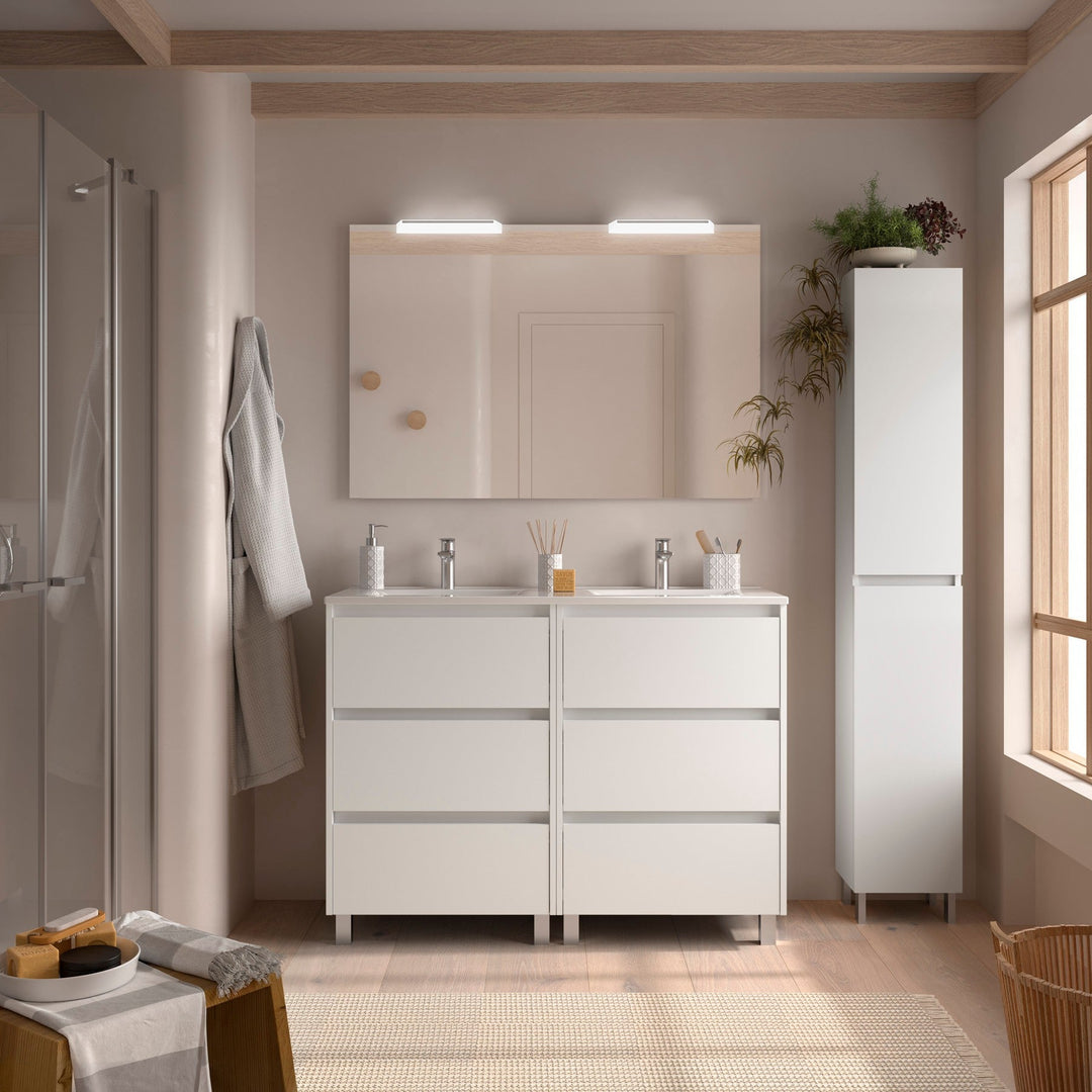 Salgar sg97a1326ce0566b615f1d SALGAR IMAGES AND SHEETS/01 Product Images/Bathroom Furniture/106233 Noja Floor Standing Vanity Unit with 6 Drawers & Basin - White Satin/01.jpg