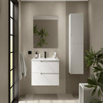 Load image into Gallery viewer, Salgar sg97ed7c3419702622af50 SALGAR IMAGES AND SHEETS/01 Product Images/Bathroom Furniture/111781 Vima Wall Hung Vanity Unit with 2 Drawers, Basin &amp; Mirror - White Satin/01.jpg
