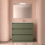 Load image into Gallery viewer, Salgar sg996401ab044ff0525660 SALGAR IMAGES AND SHEETS/01 Product Images/Bathroom Furniture/106227 Noja Floor Standing Vanity Unit with 3 Drawers &amp; Basin - Green Satin/01.jpg
