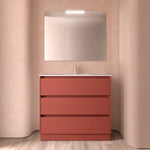 Load image into Gallery viewer, Salgar sg9dcb11e4b6e8328a2ccb SALGAR IMAGES AND SHEETS/01 Product Images/Bathroom Furniture/106228 Noja Floor Standing Vanity Unit with 3 Drawers &amp; Basin - Red Satin/01.jpg
