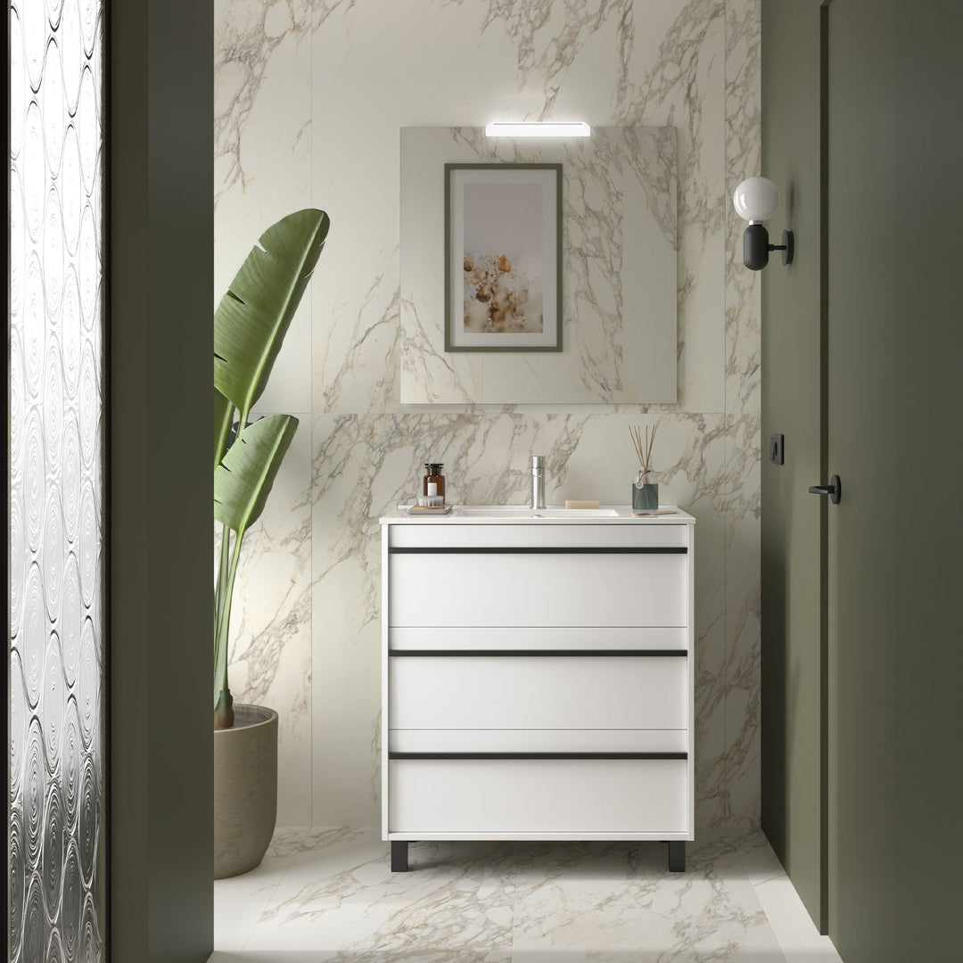 Salgar sg9ded01c89ee583a5b3cb SALGAR IMAGES AND SHEETS/01 Product Images/Bathroom Furniture/113026 Attila Wall Hung Vanity Unit with 3 Drawers, Basin & Mirror - White Satin/01.jpg