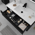 Load image into Gallery viewer, Salgar sg9fc7b0bd96d982658bba SALGAR IMAGES AND SHEETS/01 Product Images/Bathroom Furniture/112951 Attila Wall Hung Vanity Unit with 2 Drawers, Basin &amp; Mirror - Black Satin/02.jpg
