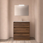 Load image into Gallery viewer, Salgar sga120cf18f09f9b0395d5 SALGAR IMAGES AND SHEETS/01 Product Images/Bathroom Furniture/106222 Noja Floor Standing Vanity Unit with 3 Drawers &amp; Basin - Walnut Maya/01.jpg
