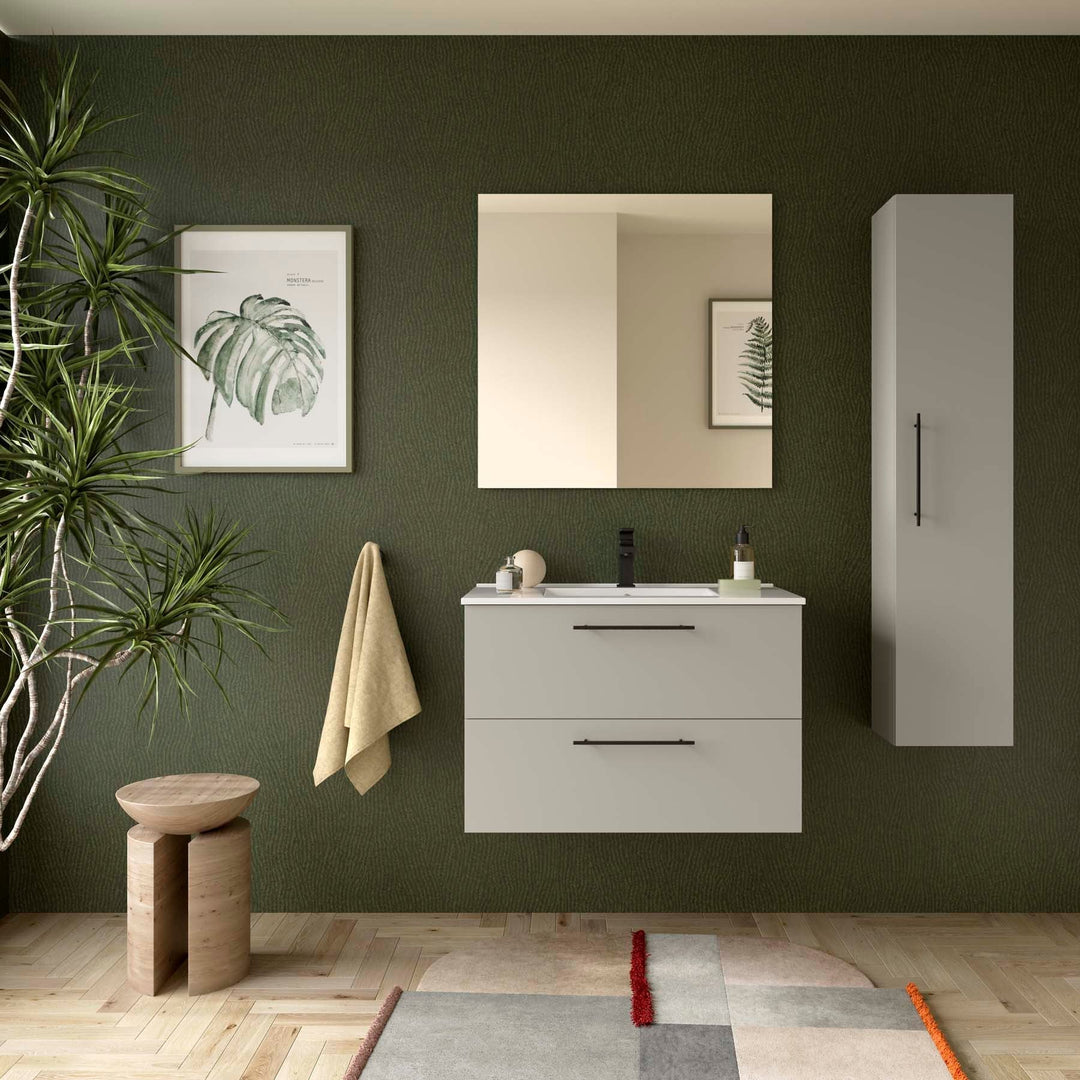 Salgar sga2ec4a98273e5bf421bc SALGAR IMAGES AND SHEETS/01 Product Images/Bathroom Furniture/118032 Silane Wall Hung Vanity Unit with 2 Drawers, Basin & Mirror - Grey Satin/01.jpg