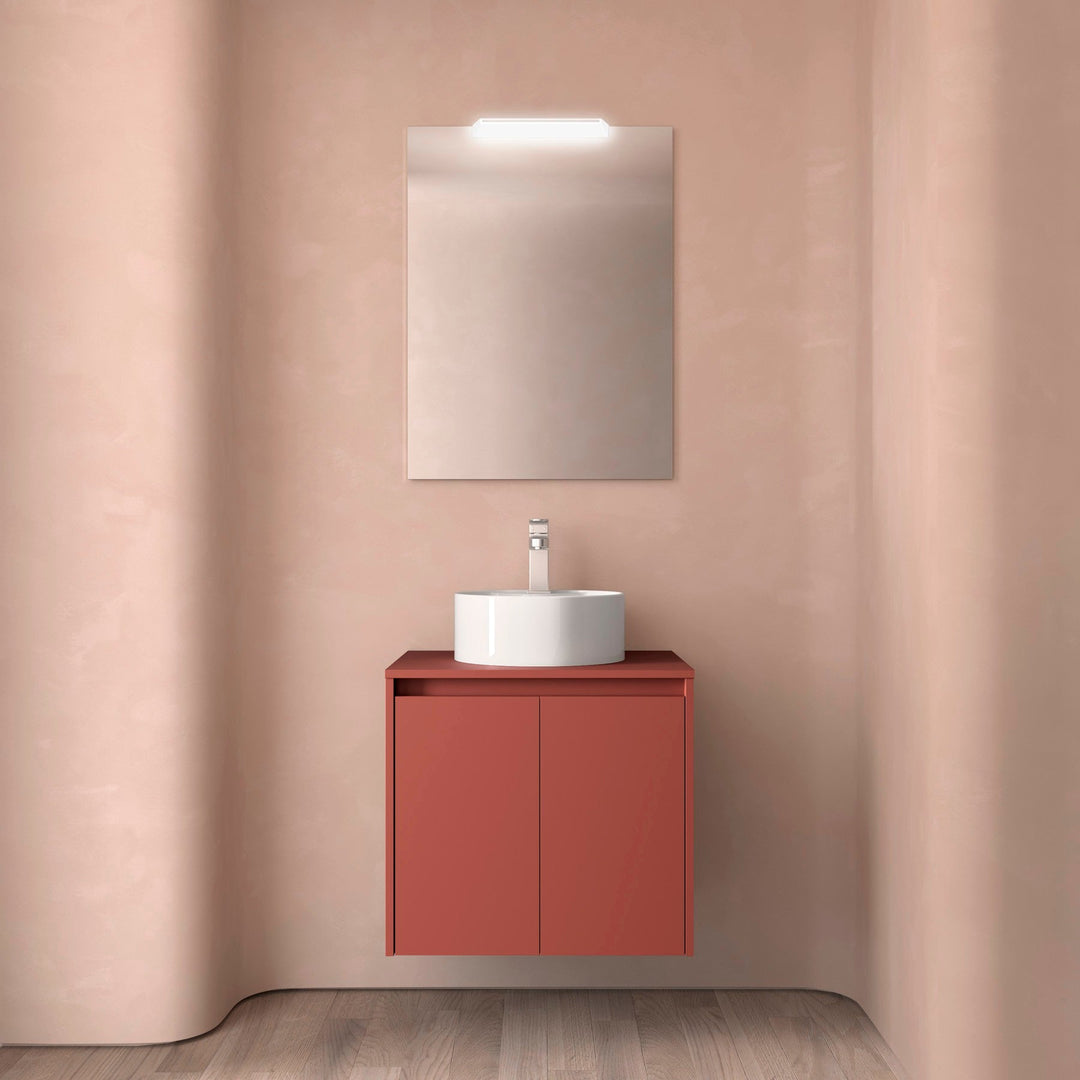 Salgar sga3402330a7d9f2700417 SALGAR IMAGES AND SHEETS/01 Product Images/Bathroom Furniture/105539 Noja Wall Hung Vanity Unit with 2 Doors & Worktop - Red Satin/01.jpg