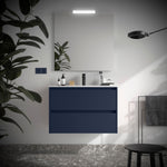 Load image into Gallery viewer, Salgar sga36844fef7d81a446c91 SALGAR IMAGES AND SHEETS/01 Product Images/Bathroom Furniture/106073 Noja Wall Hung Vanity Unit with 2 Drawers &amp; Basin - Blue Satin/01.jpg
