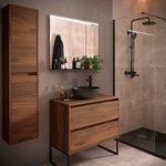 Load image into Gallery viewer, Salgar sga4a0dfe9e0deb453c22e SALGAR IMAGES AND SHEETS/01 Product Images/Bathroom Furniture/105506 Noja Wall Hung Vanity Unit with 2 Drawers &amp; Worktop - Walnut Maya/01.jpg
