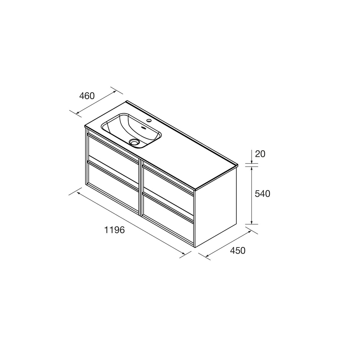 Salgar sga5976a5fdc2b6273f534 SALGAR IMAGES AND SHEETS/01 Product Images/Bathroom Furniture/118683 Attila Wall Hung Vanity Unit with 4 Drawers & Offset Basin - Red Satin/02.jpg