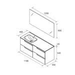 Load image into Gallery viewer, Salgar sga628d1483668b647b1bf SALGAR IMAGES AND SHEETS/01 Product Images/Bathroom Furniture/118672 Vima Wall Hung Vanity Unit with 4 Drawers, Offset Basin &amp; Mirror - Walnut Maya/02.jpg
