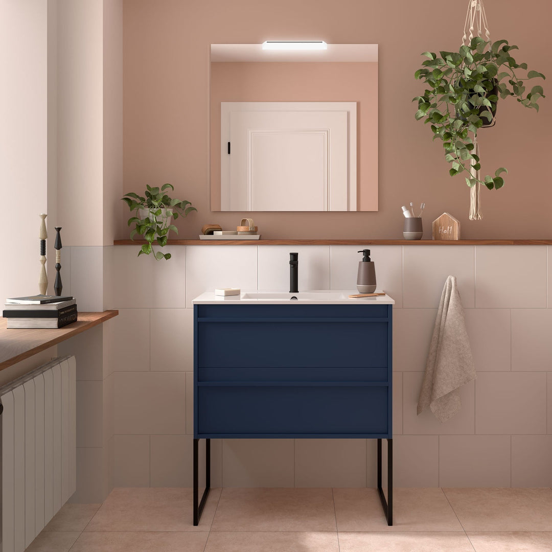 Salgar sga772f4e004d3ff86c7e7 SALGAR IMAGES AND SHEETS/01 Product Images/Bathroom Furniture/112944 Attila Wall Hung Vanity Unit with 2 Drawers, Basin & Mirror - Blue Satin/01.jpg
