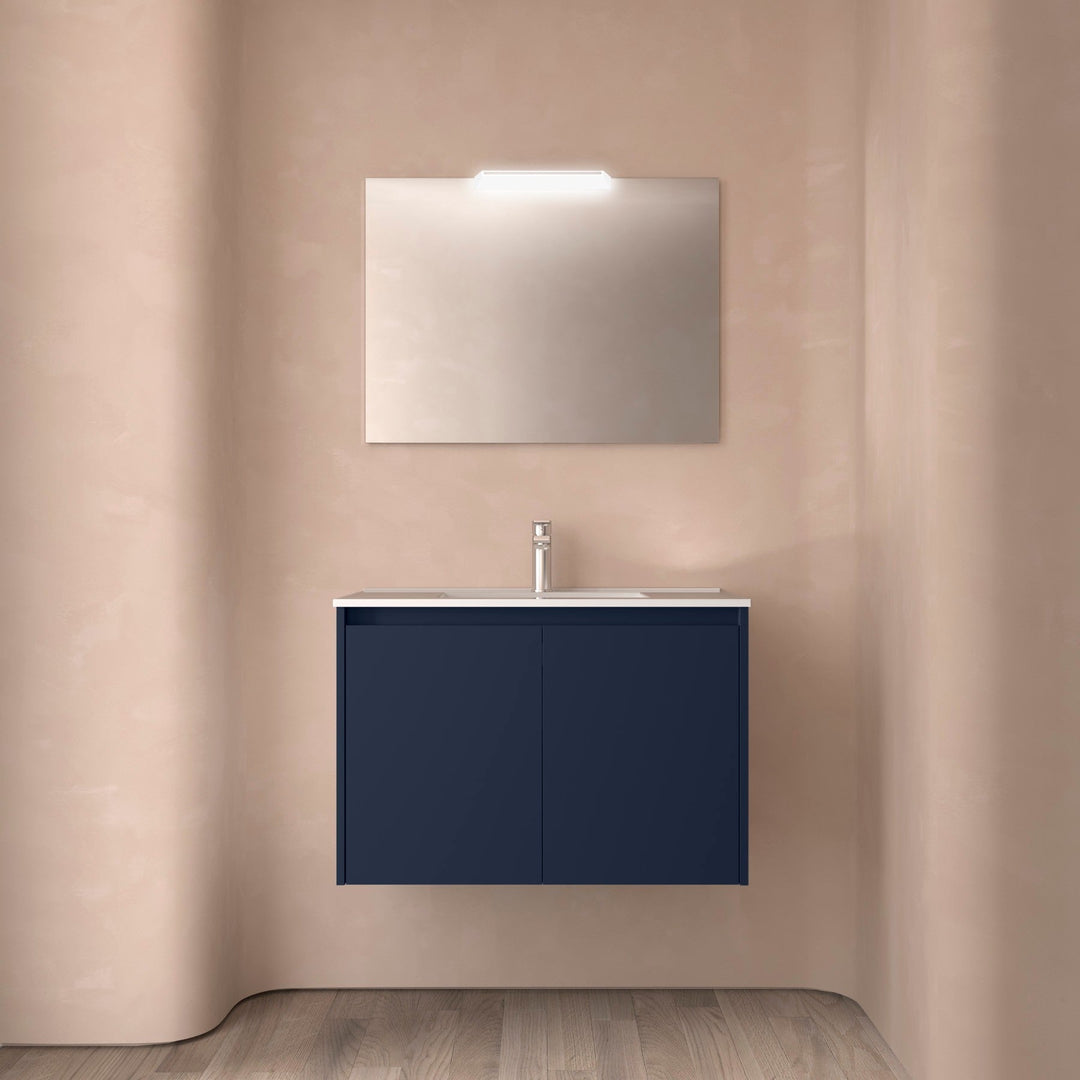Salgar sga81e93588d136b1febcb SALGAR IMAGES AND SHEETS/01 Product Images/Bathroom Furniture/113105 Noja Wall Hung Vanity Unit with 2 Doors, Basin & Mirror - Blue Satin/01.jpg