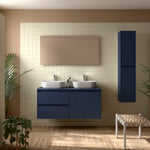 Load image into Gallery viewer, Salgar sgaa49760f93eaa7e6cc60 SALGAR IMAGES AND SHEETS/01 Product Images/Bathroom Furniture/113468 Noja Wall Hung Vanity Unit with 2 Drawers +2 Doors &amp; Worktop - Blue Satin/01.jpg
