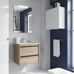 Load image into Gallery viewer, Salgar sgaa4ef0b14d45142cbd1e SALGAR IMAGES AND SHEETS/01 Product Images/Bathroom Furniture/112939 Attila Wall Hung Vanity Unit with 2 Drawers, Basin &amp; Mirror - Natural/01.jpg
