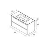 Load image into Gallery viewer, Salgar sgaa50c5c1324890fcda03 SALGAR IMAGES AND SHEETS/01 Product Images/Bathroom Furniture/106089 Noja Wall Hung Vanity Unit with 2 Drawers &amp; Basin - White Satin/03.jpg
