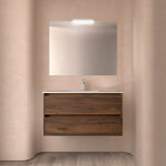 Load image into Gallery viewer, Salgar sgaabc470908f65e675f44 SALGAR IMAGES AND SHEETS/01 Product Images/Bathroom Furniture/106096 Noja Wall Hung Vanity Unit with 2 Drawers &amp; Basin - Walnut Maya/01.jpg
