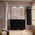 Load image into Gallery viewer, Salgar sgab805eb3c1048995c7dc SALGAR IMAGES AND SHEETS/01 Product Images/Bathroom Furniture/106234 Noja Floor Standing Vanity Unit with 6 Drawers &amp; Basin - Black Satin/01.jpg

