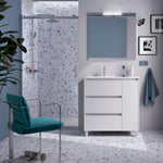 Load image into Gallery viewer, Salgar sgac2e0963e1907cc9db48 SALGAR IMAGES AND SHEETS/01 Product Images/Bathroom Furniture/118292 Noja Floor Standing Vanity Unit with 3 Drawers + 1 Door, Basin &amp; Mirror - White Sat/01.jpg
