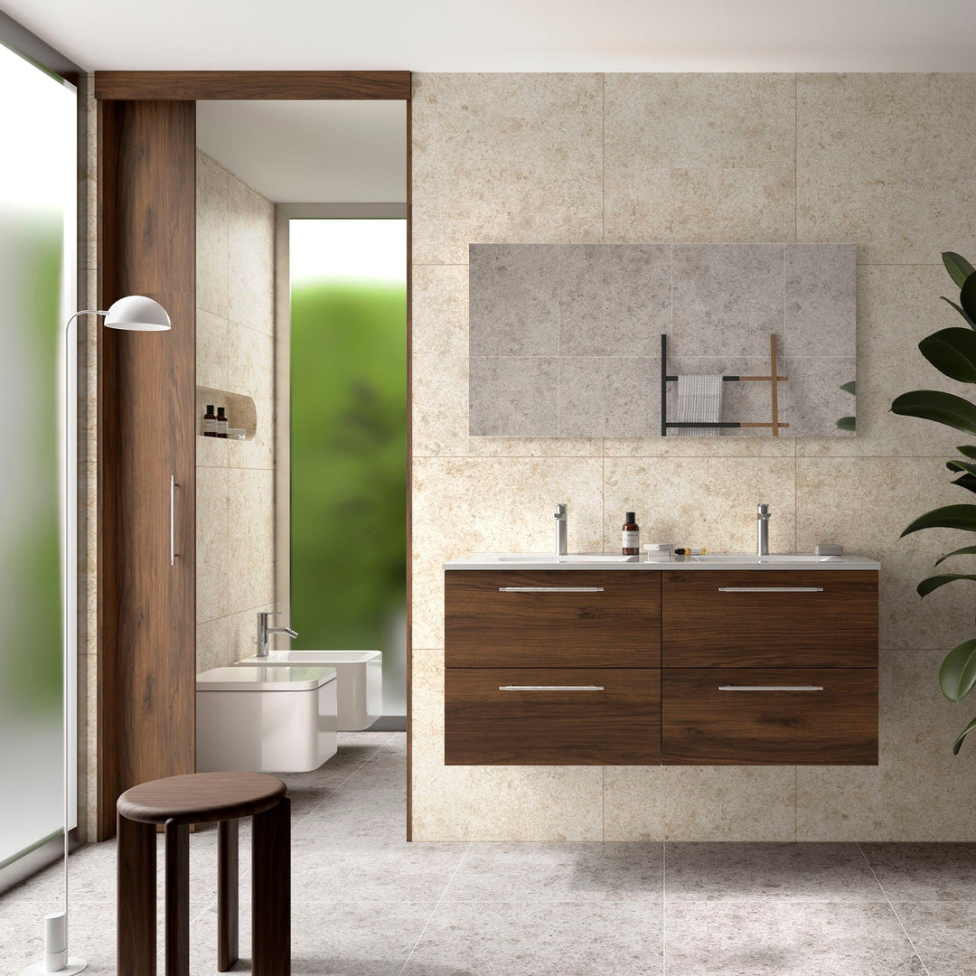 Salgar sgad35f7d9cce502e50f86 SALGAR IMAGES AND SHEETS/01 Product Images/Bathroom Furniture/118064 Silane Wall Hung Vanity Unit with 4 Drawers & Basin - Walnut Maya/01.jpg