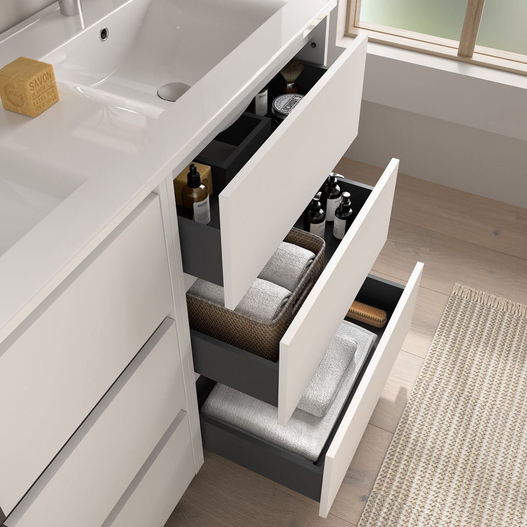Salgar sgae0dfa7f6a3313bd1d01 SALGAR IMAGES AND SHEETS/01 Product Images/Bathroom Furniture/106233 Noja Floor Standing Vanity Unit with 6 Drawers & Basin - White Satin/02.jpg