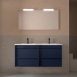 Load image into Gallery viewer, Salgar sgae50e99fe7cff5621850 SALGAR IMAGES AND SHEETS/01 Product Images/Bathroom Furniture/112960 Attila Wall Hung Vanity Unit with 4 Drawers, Basin &amp; Mirror - Blue Satin/01.jpg
