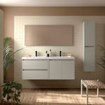 Load image into Gallery viewer, Salgar sgb043d955f3b8d838b688 SALGAR IMAGES AND SHEETS/01 Product Images/Bathroom Furniture/118576 Noja Wall Hung Vanity Unit with 2 Drawers +2 Doors, Basin &amp; Mirror - Grey Satin/01.jpg
