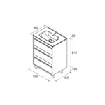 Load image into Gallery viewer, Salgar sgb05f739d6d3fafd8b549 SALGAR IMAGES AND SHEETS/01 Product Images/Bathroom Furniture/118001 Attila Floor Standing Vanity Unit with 3 Drawers &amp; Basin - Grey Satin/02.jpg
