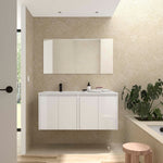 Load image into Gallery viewer, Salgar sgb13665a088dfb4014ba6 SALGAR IMAGES AND SHEETS/01 Product Images/Bathroom Furniture/118761 Noja Wall Hung Vanity Unit with 4 Doors &amp; Offset Basin - White Gloss/01.jpg
