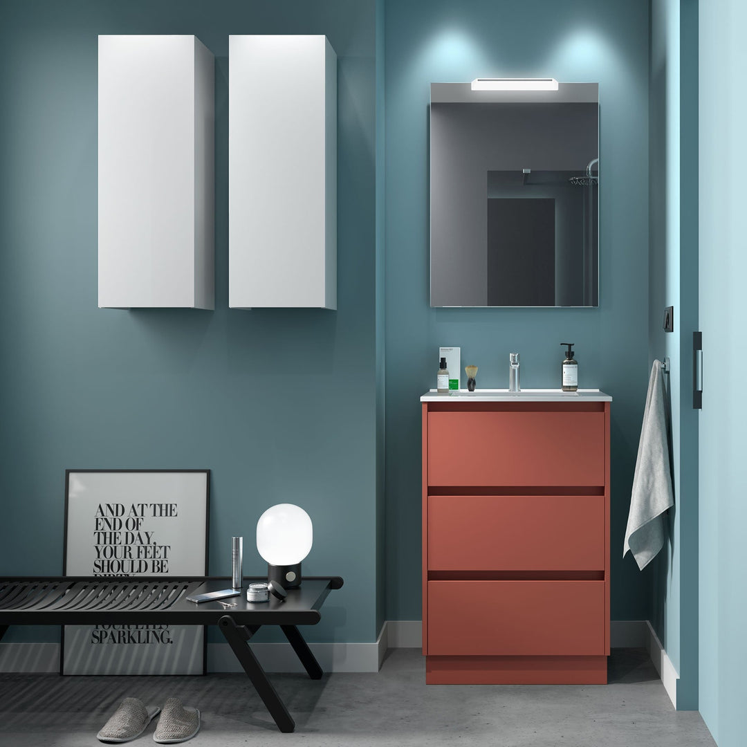 Salgar sgb1570924d407a2192149 SALGAR IMAGES AND SHEETS/01 Product Images/Bathroom Furniture/113321 Noja Wall Hung Vanity Unit with 3 Drawers, Basin & Mirror - Red Satin/01.jpg
