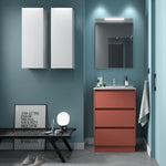 Load image into Gallery viewer, Salgar sgb1570924d407a2192149 SALGAR IMAGES AND SHEETS/01 Product Images/Bathroom Furniture/113321 Noja Wall Hung Vanity Unit with 3 Drawers, Basin &amp; Mirror - Red Satin/01.jpg
