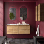 Load image into Gallery viewer, Salgar sgb3b3f95765af0e37577a SALGAR IMAGES AND SHEETS/01 Product Images/Bathroom Furniture/118825 Noja Wall Hung Vanity Unit with 2 Drawers + 2 Doors &amp; Offset Basin - Africa Oak/01.jpg
