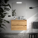 Load image into Gallery viewer, Salgar sgb4668c8accff8a7ebd5e SALGAR IMAGES AND SHEETS/01 Product Images/Bathroom Furniture/106077 Noja Wall Hung Vanity Unit with 2 Drawers &amp; Basin - Africa Oak/01.jpg
