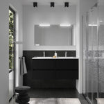Load image into Gallery viewer, Salgar sgb46d4362915e211fc37c SALGAR IMAGES AND SHEETS/01 Product Images/Bathroom Furniture/113215 Noja Wall Hung Vanity Unit with 4 Drawers, Basin &amp; Mirror - Black Satin/01.jpg
