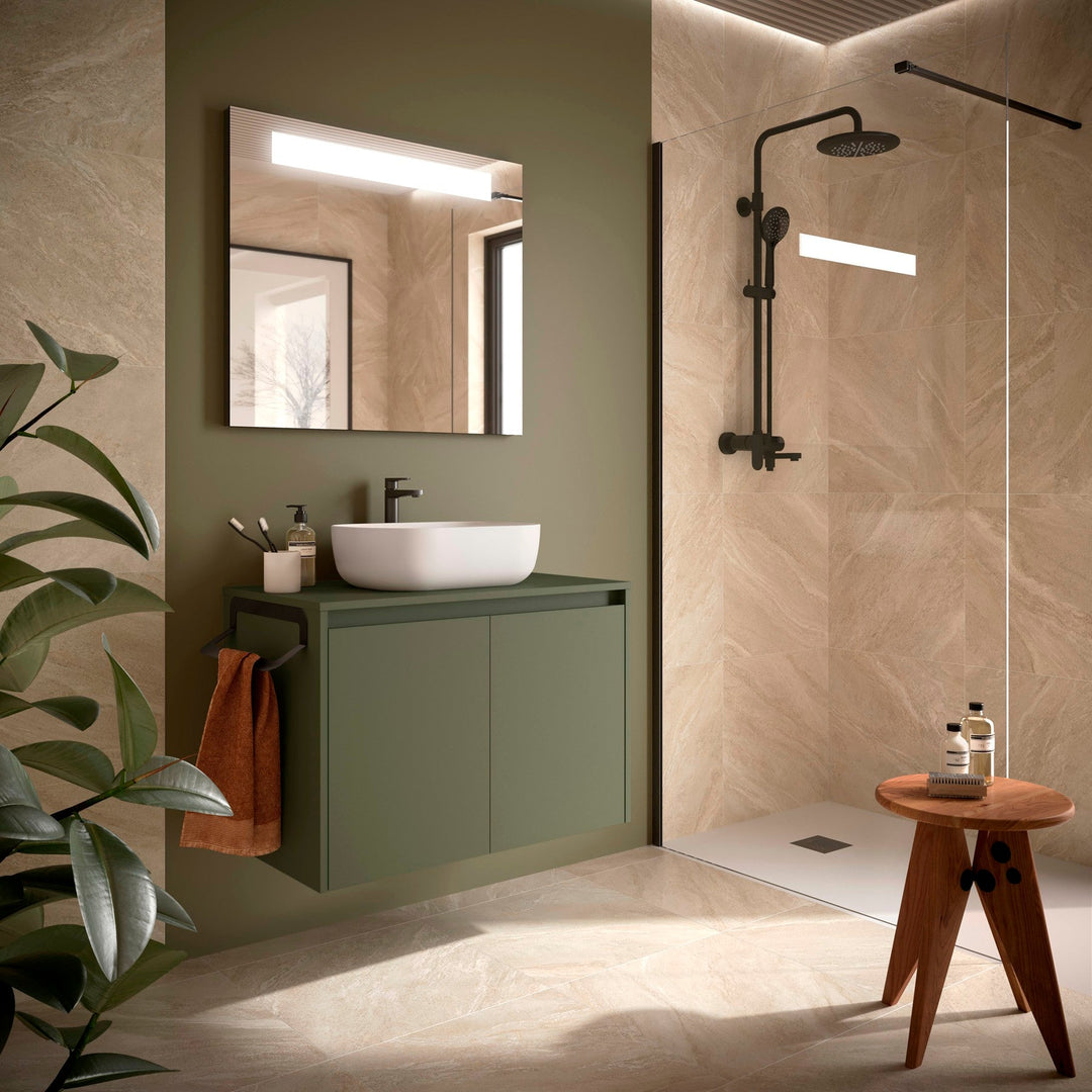 Salgar sgb70a1a75e182f01b6114 SALGAR IMAGES AND SHEETS/01 Product Images/Bathroom Furniture/105556 Noja Wall Hung Vanity Unit with 2 Doors & Worktop - Green Satin/01.jpg