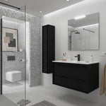 Load image into Gallery viewer, Salgar sgb7edfb28371c2f82c0e3 SALGAR IMAGES AND SHEETS/01 Product Images/Bathroom Furniture/104724 Attila Wall Hung Vanity Unit with 2 Drawers &amp; Basin - Black Satin/01.jpg
