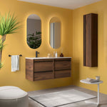 Load image into Gallery viewer, Salgar sgb8d4596e49f2a17ea272 SALGAR IMAGES AND SHEETS/01 Product Images/Bathroom Furniture/118686 Attila Wall Hung Vanity Unit with 4 Drawers &amp; Offset Basin - Walnut Maya/01.jpg
