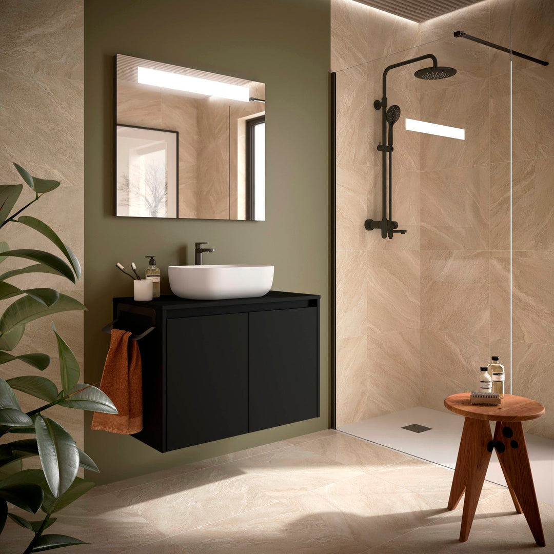 Salgar sgb8d97958d7d3ce50f9e3 SALGAR IMAGES AND SHEETS/01 Product Images/Bathroom Furniture/105554 Noja Wall Hung Vanity Unit with 2 Doors & Worktop - Black Satin/01.jpg