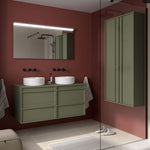 Load image into Gallery viewer, Salgar sgbab254e1c39316a0e623 SALGAR IMAGES AND SHEETS/01 Product Images/Bathroom Furniture/104975 Attila Wall Hung Vanity Unit with Worktop - Green Satin/01.jpg

