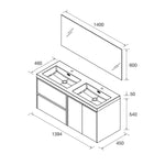 Load image into Gallery viewer, Salgar sgbb964908964aae67bf5e SALGAR IMAGES AND SHEETS/01 Product Images/Bathroom Furniture/118576 Noja Wall Hung Vanity Unit with 2 Drawers +2 Doors, Basin &amp; Mirror - Grey Satin/02.jpg
