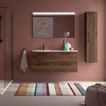 Load image into Gallery viewer, Salgar sgbc3c541906b92a3f8e3d SALGAR IMAGES AND SHEETS/01 Product Images/Bathroom Furniture/118740 Silane Wall Hung Vanity Unit with 4 Drawers, Offset Basin &amp; Mirror - Walnut Maya/01.jpg
